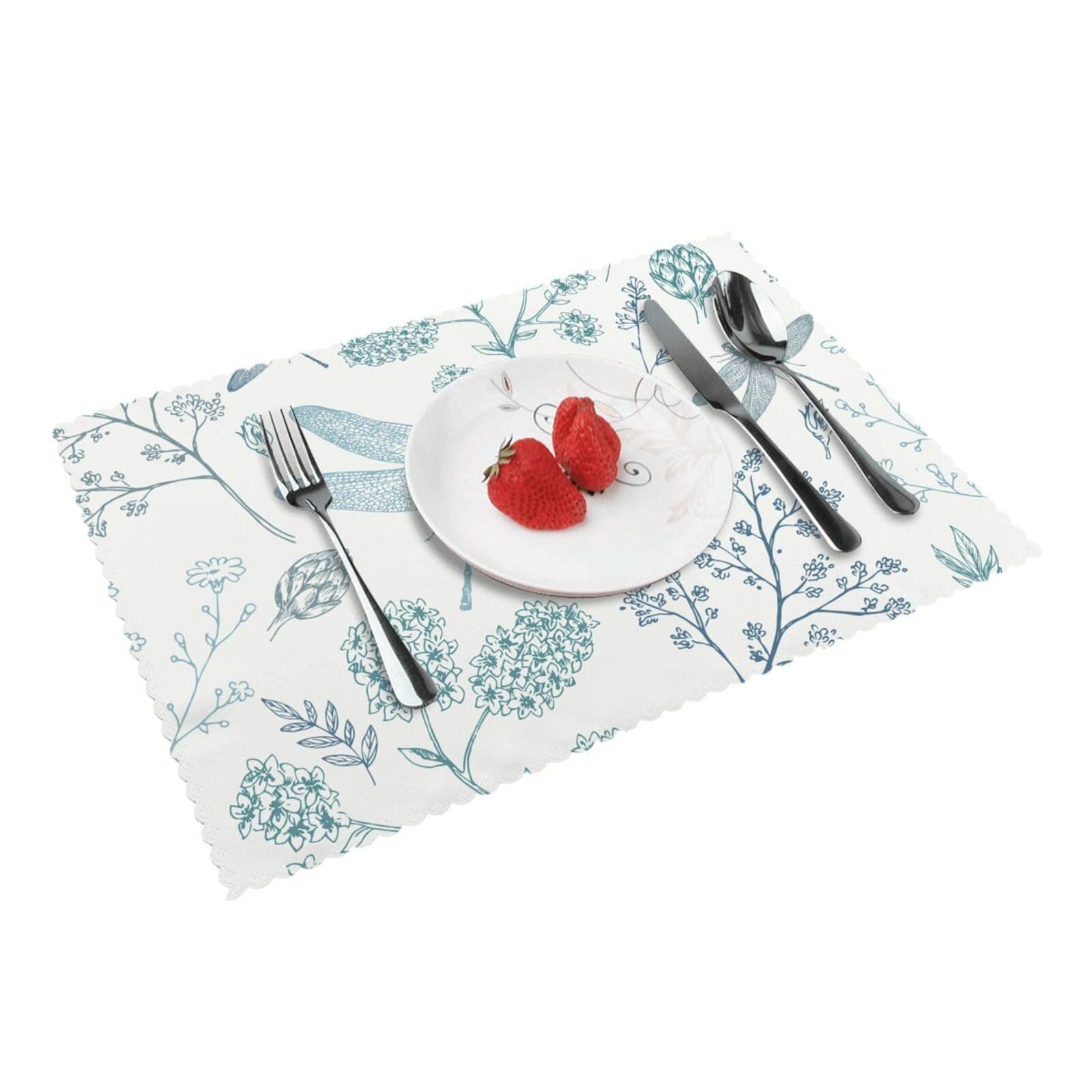 Dragonfly Printed Placemats Set of 4 PCS Washable Placemat for Kitchen Table Heat-resistant Table Mats 45x30 CM