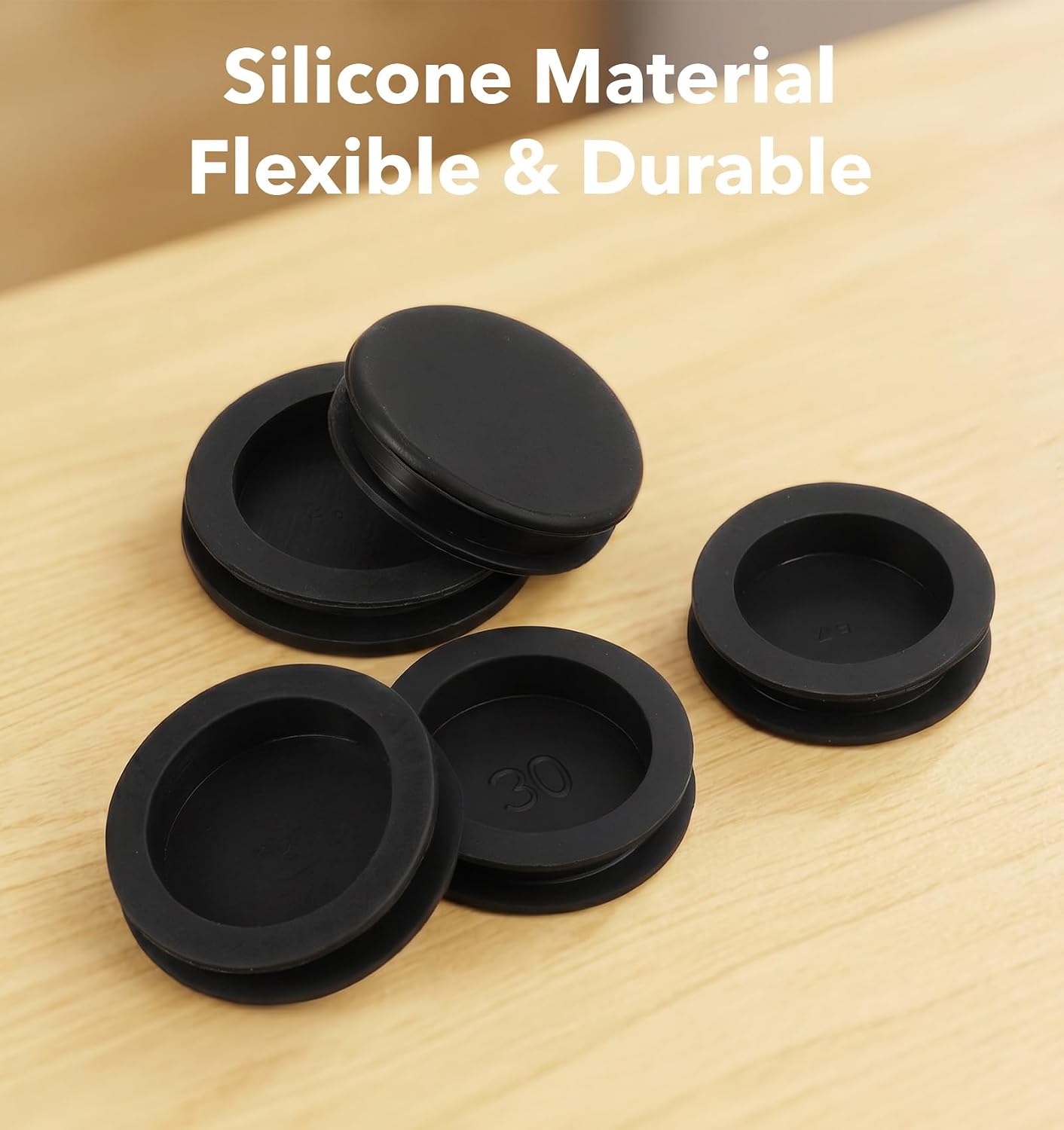 5 Pcs Piggy Bank Plugs or Stoppers, 5 Sizes Black Silicone Piggy Bank Stopper Rubber Plugs Replacement (Black, 28mm, 30mm, 32mm, 34mm, 36mm) image 3