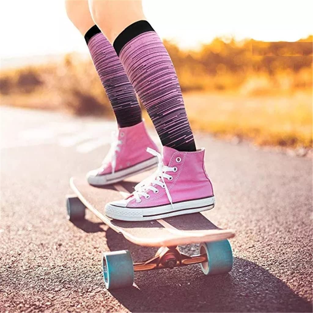 Kompressionsstrümpfe, Golfsocken, Fußballsocken, langer Schlauch, Outdoor-Sport, leuchtende Farben, Wandern, Laufen, Fitness