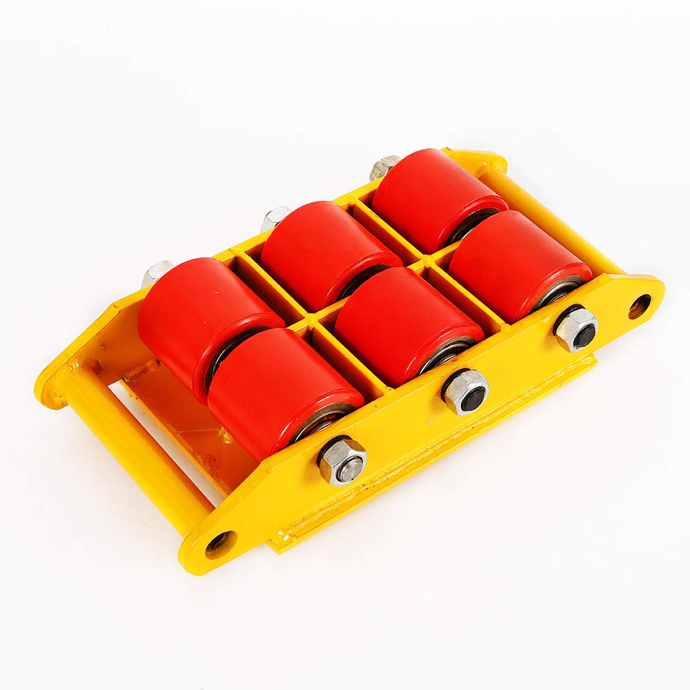 Möbelroller Transportroller 8T Maximale Belastung, 6 Rollen Anzahl Stahlguss PU Rollbrett, 15.7 x 8.8 x 4.3inch Gelb Möbelheber Rollen für Den Transport von Großen