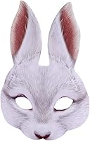 Vista 7 de Himine Máscara de conejo de media cara de EVA para fiesta de carnaval de Halloween