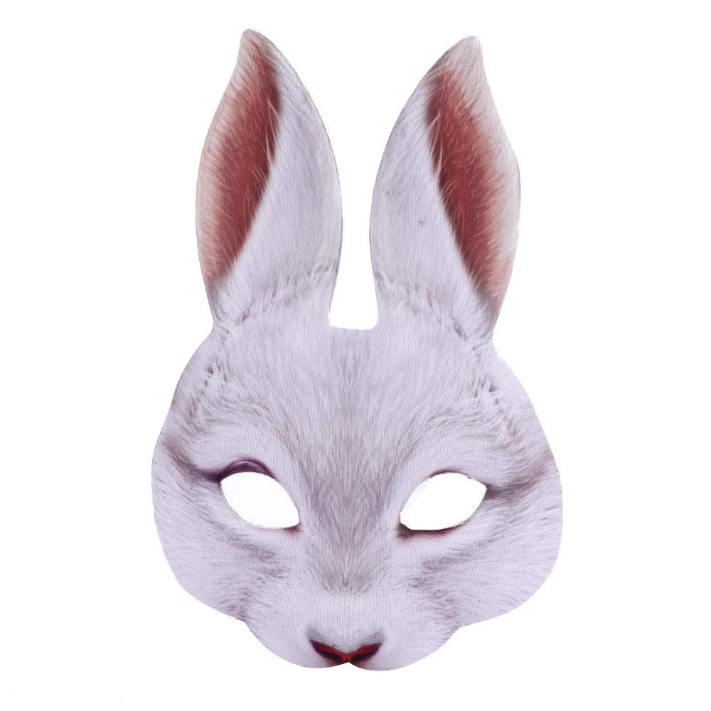 Hosfairy1Pcs Halloween Animal Mask Half Face Rabbit Ear Mask for Halloween Easter Costume Party Cosplay Props