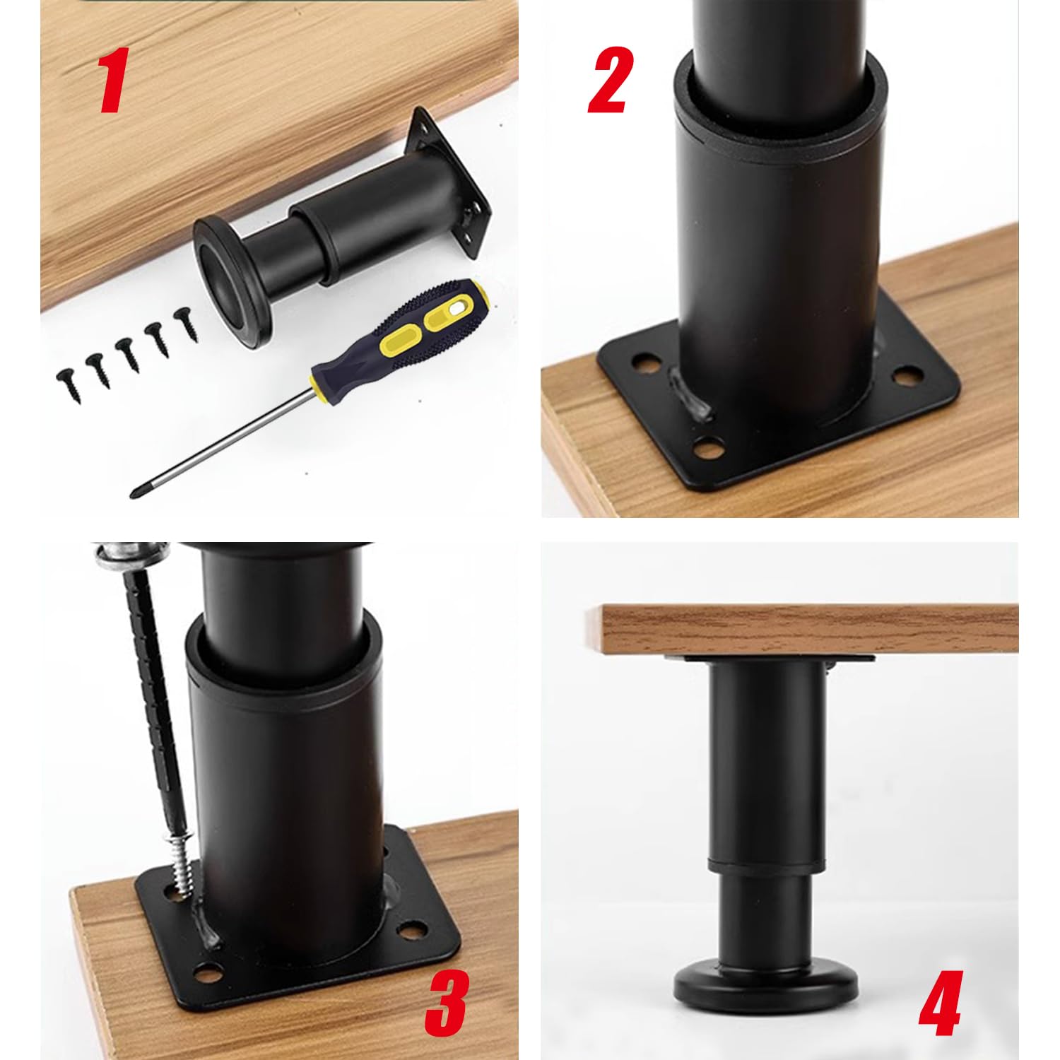 4 Stück Verstellbare Möbelfüße 27-40mm - Höhenverstellbar & Kratzfest