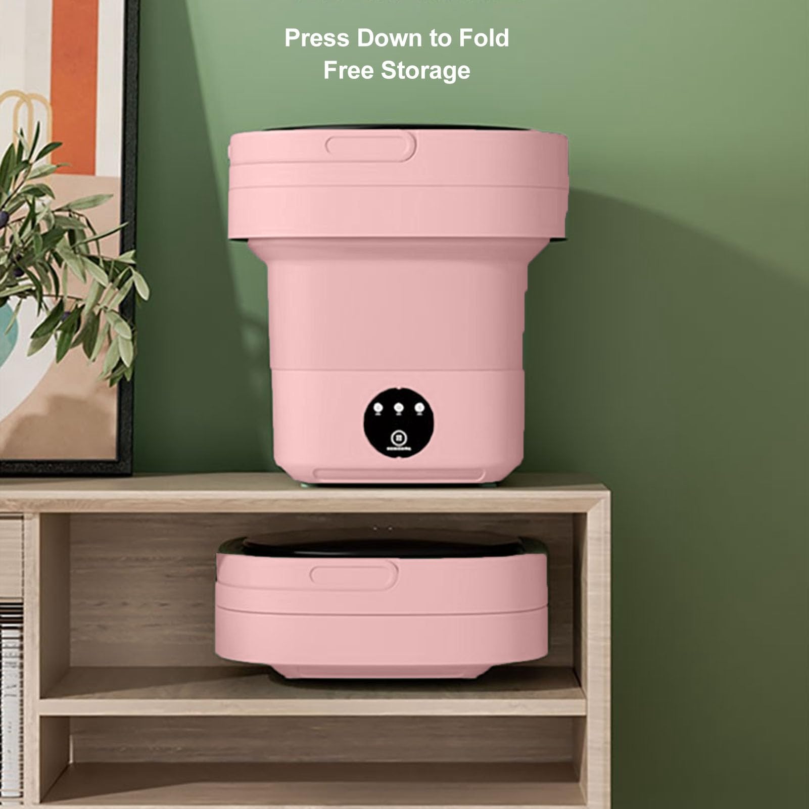 Mini lavadora portátil de 6,5 l, portátil, plegable, portátil, con secadora centrifugadora, suave y cubo para el hogar, dormitorio - enchufe europeo adaptado (rosa)