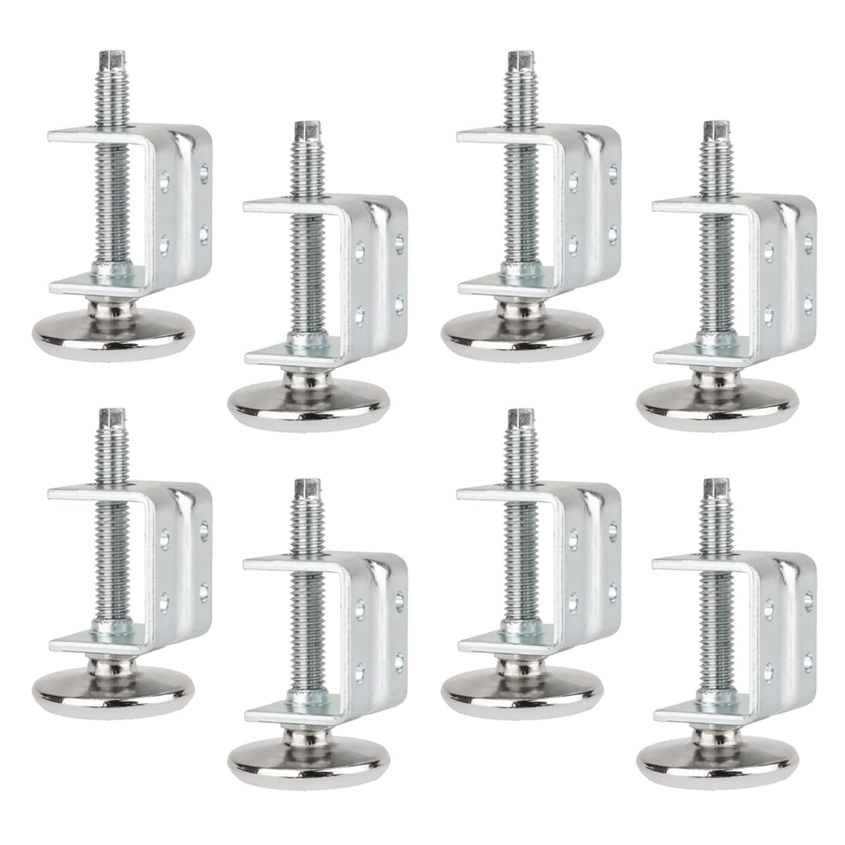 POWERTEC U-Bracket Leg Levelers 8PK, Heavy Duty Adjustable Furniture Feet for Work Bench/Desk/Cabinet, w/Non-Marring Pads (71151-P2)
