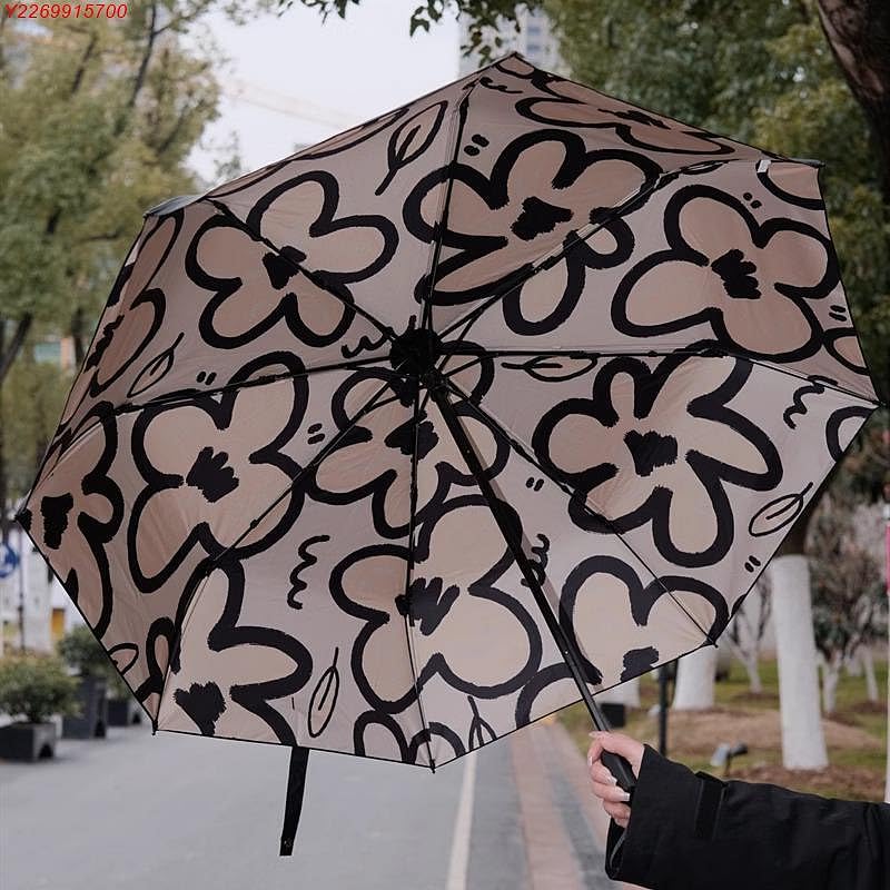 Image of The Purple Tree Colorful Floral Print UV Protection Umbrella for Women & Men | Auto Open & Close Folding Umbrella | Windproof, Lightweight, Travel Umbrella with Sun UPF 50+ Protection