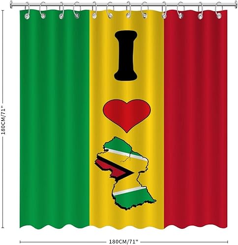 Miniatura 3 de Cortina de baño I Love My Country Guyana con bandera, barra deportiva, fiesta, eventos, cortinas de ducha para decoración del hogar, baño, cortina