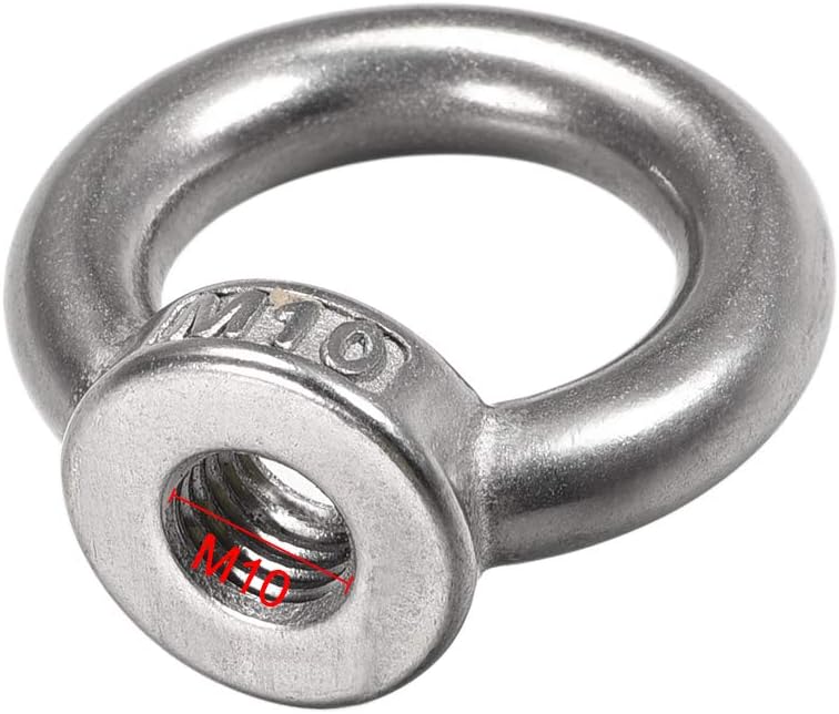 uxcell Lifting Eye Nut M10 Female Thread 304 Stainless Steel Round Shape for Rope Fitting Pack of 12