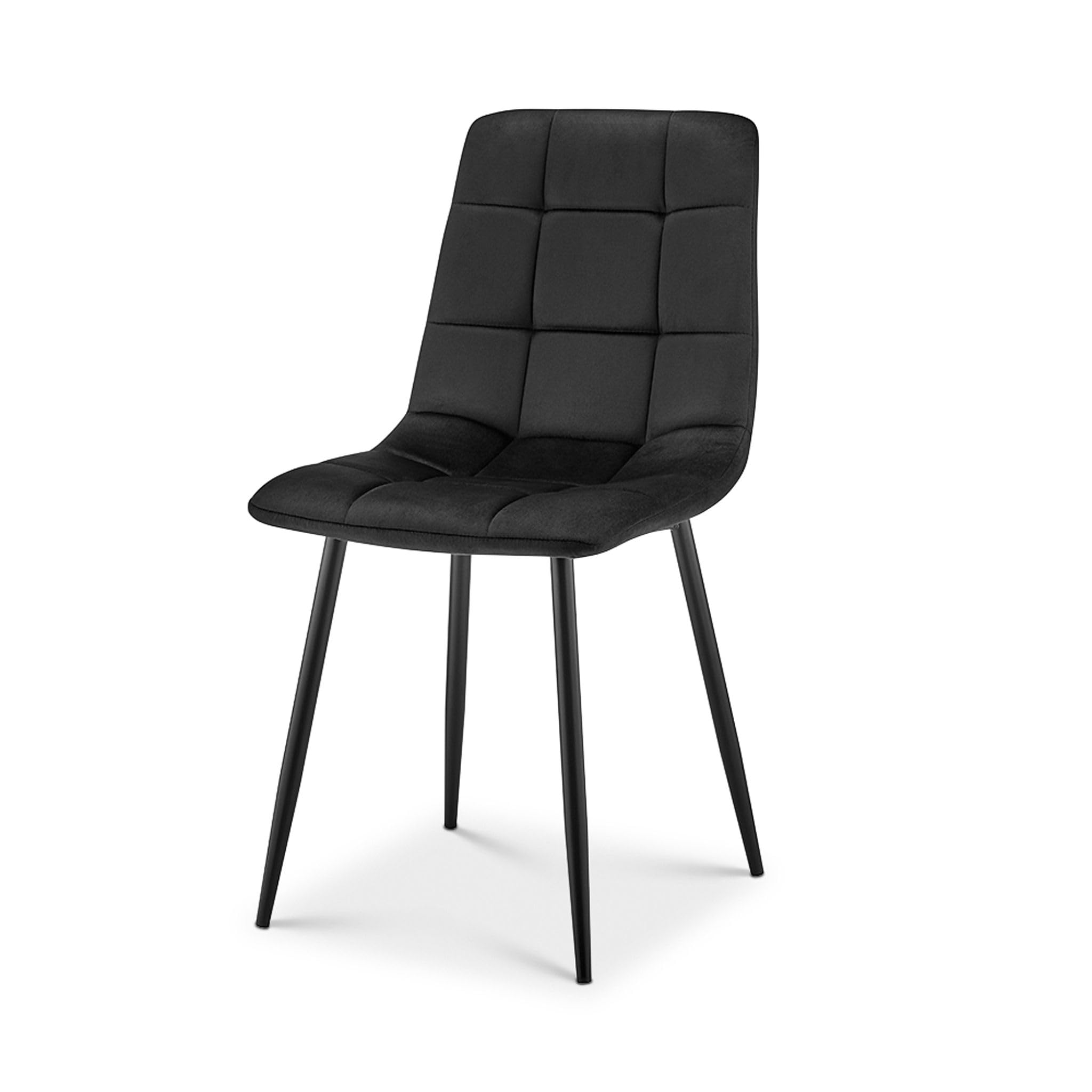 Bravich Velvet Embossed Dining Chair, Black High Back Upholstered Fabric Kitchen Chair with Metal Legs, Modern Single Accent Chair for Study, Bedroom, Dressing Table and Vanity