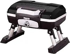 Cuisinart Churrasqueira a gás portátil Petite Gourmet, compacta e leve, para churrascos, acampamento, portas traseiras e espaços pequenos, queimador dobrável de 5.500 BTU com alças de transporte