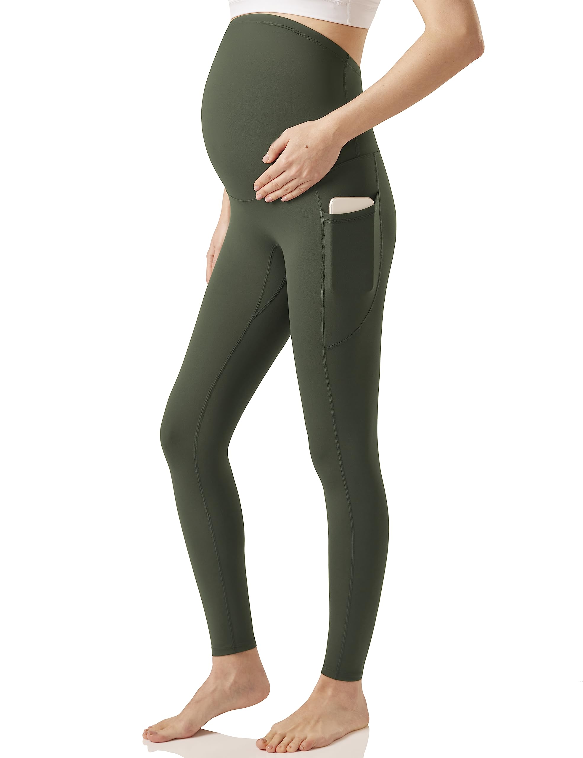 Enerful Women's Maternity Workout Leggings Over The Belly Pregnancy Active Wear Athletic Soft Yoga Pants with Pockets