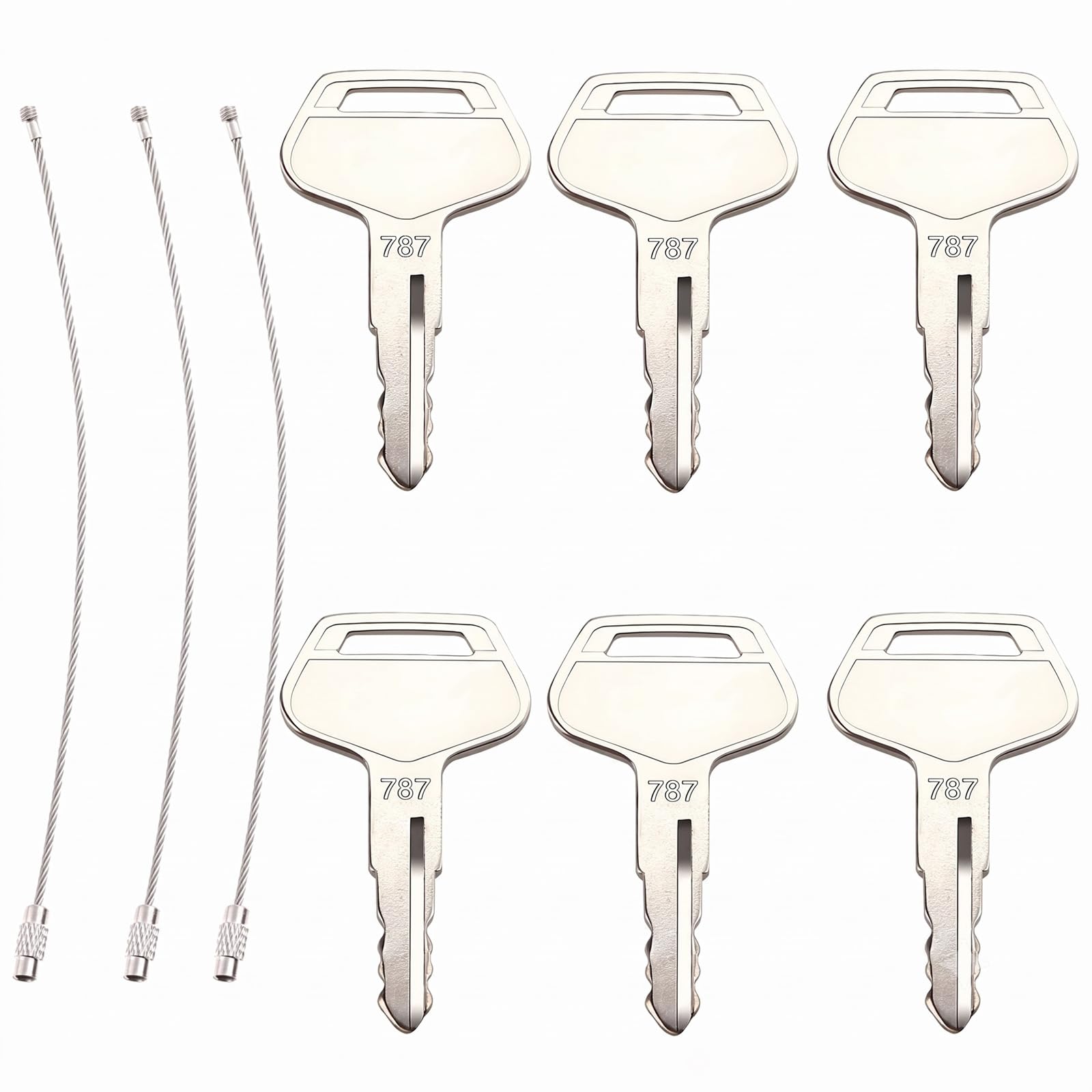 787 Ignition Key,9 Pcs Compatible with Heavy Equipment Key with Keychain