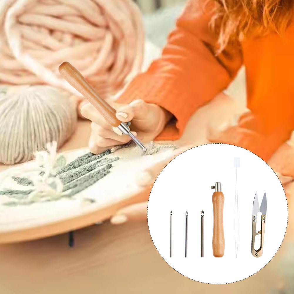 Kit 28 Aghi Da Punzone Per Ricamo – Set Con Manici In Legno, Infila Ago, Panno E Filo – Per Principianti Ed Esperti