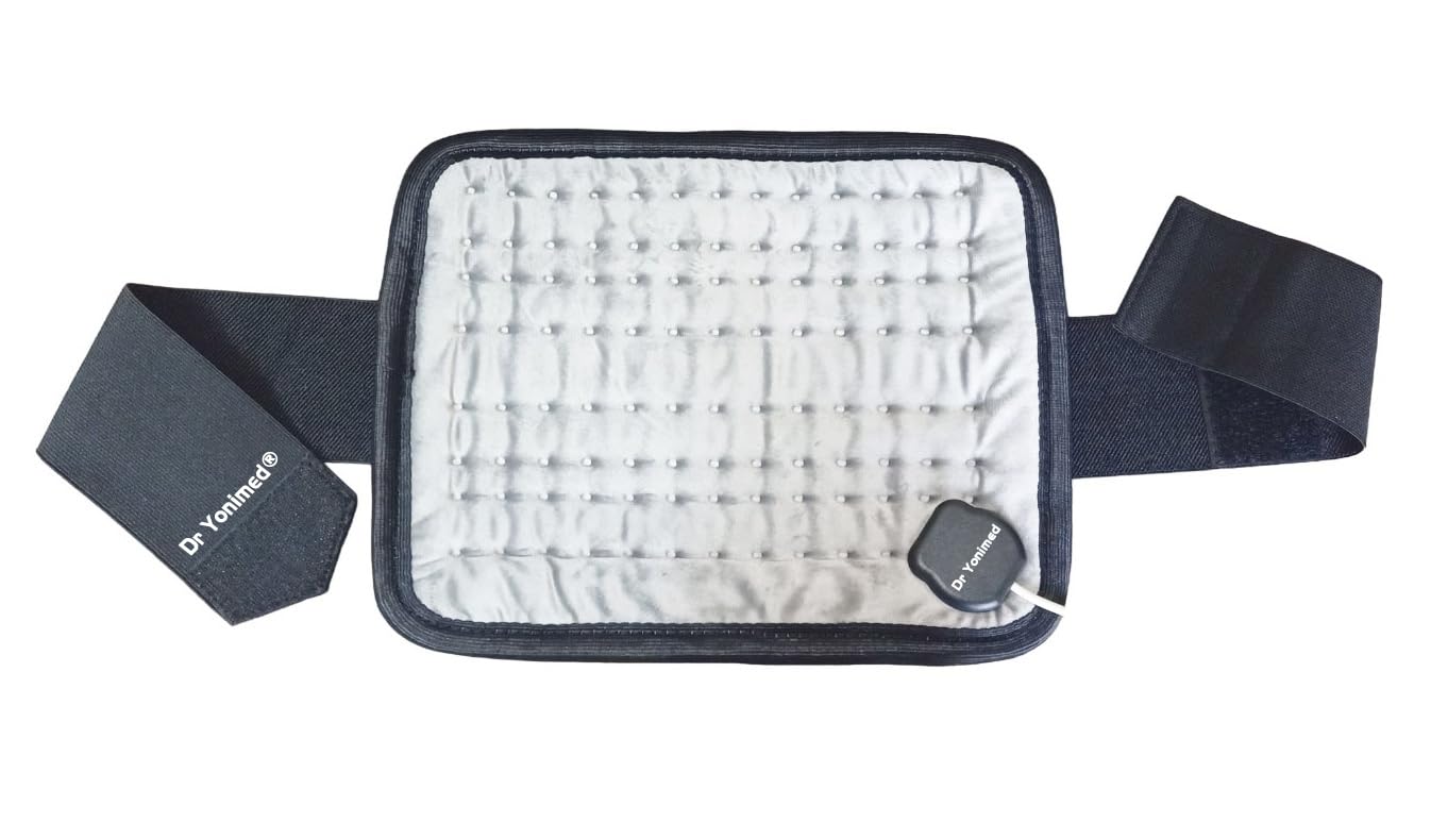 Dr Yonimed Electric Heating Pad GREY Heating Belt With Temperature Controller for Pain Relief of Abdominal Stomach Muscle Strain etc