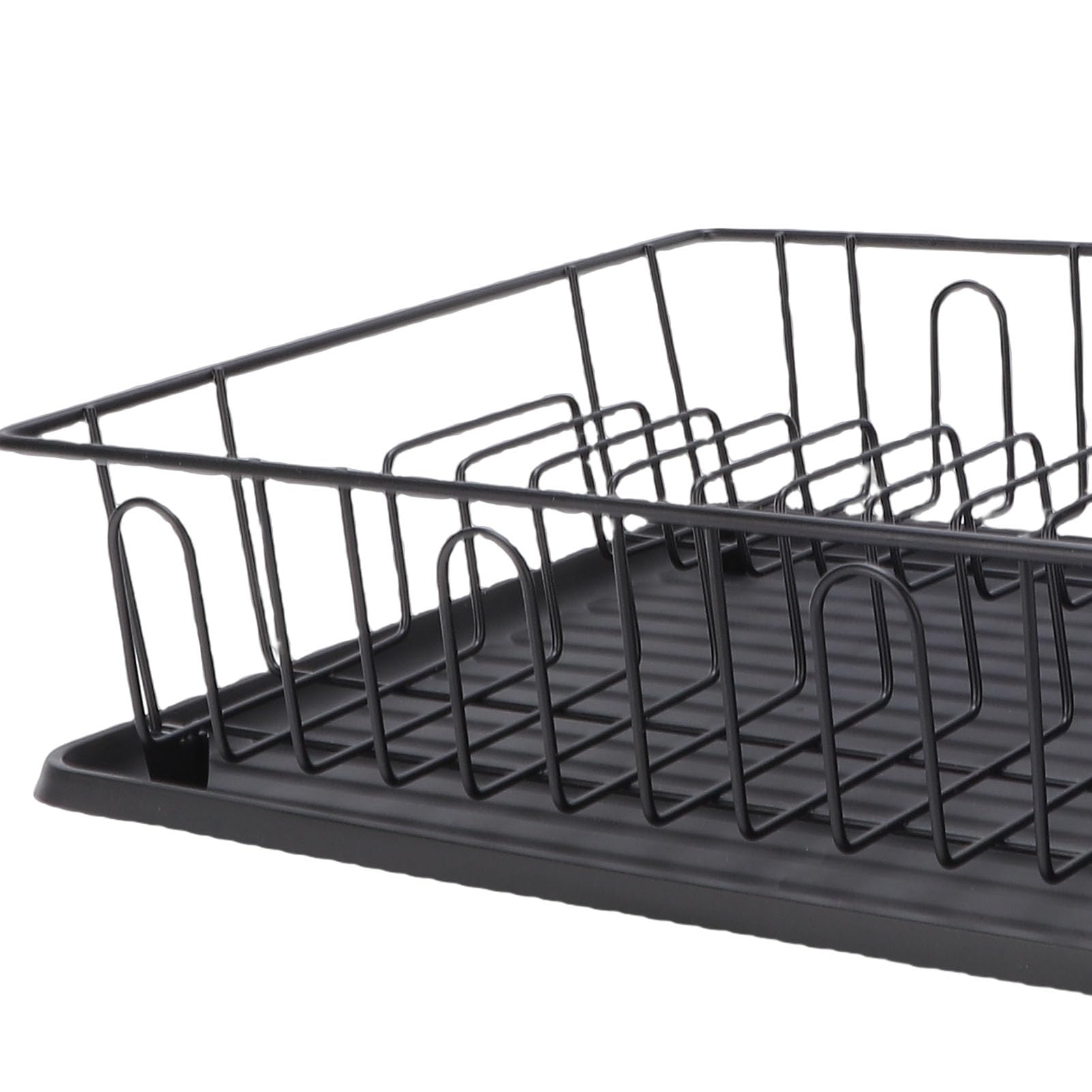 Cocoarm Geschirrtrockner, Abtropfgestell aus Eisendraht mit Abtropffläche aus ABS, 43 X 31 X 10 cm, Platzsparender Utensilienhalter für Teller, Schüsseln, Tassen auf der Küchentheke (Black)
