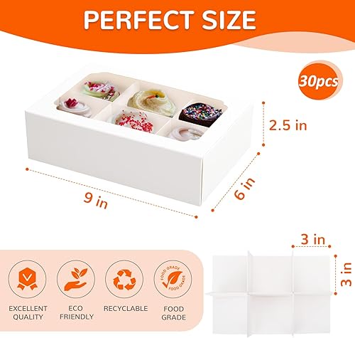 Vista 5 de Zealax Cajas de panadería con ventana y divisores, embalaje de galletas, pequeñas golosinas para regalo, cajas de golosinas de macarrón para mini