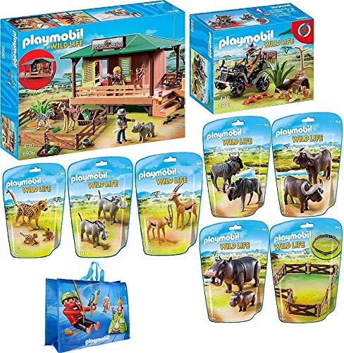 Preisvergleich Produktbild PLAYMOBIL Exklusives Wild Life Bundle Rangerstation mit Wilderer und Tiere inkl. Großer Einkaufstasche