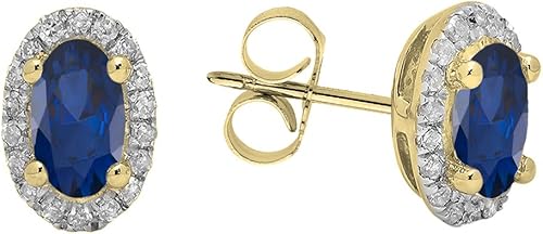 Dazzlingrock Collection - Pendientes de tuerca (10 K, 0.236 x 0.157 in, ovalados, diamantes blancos)