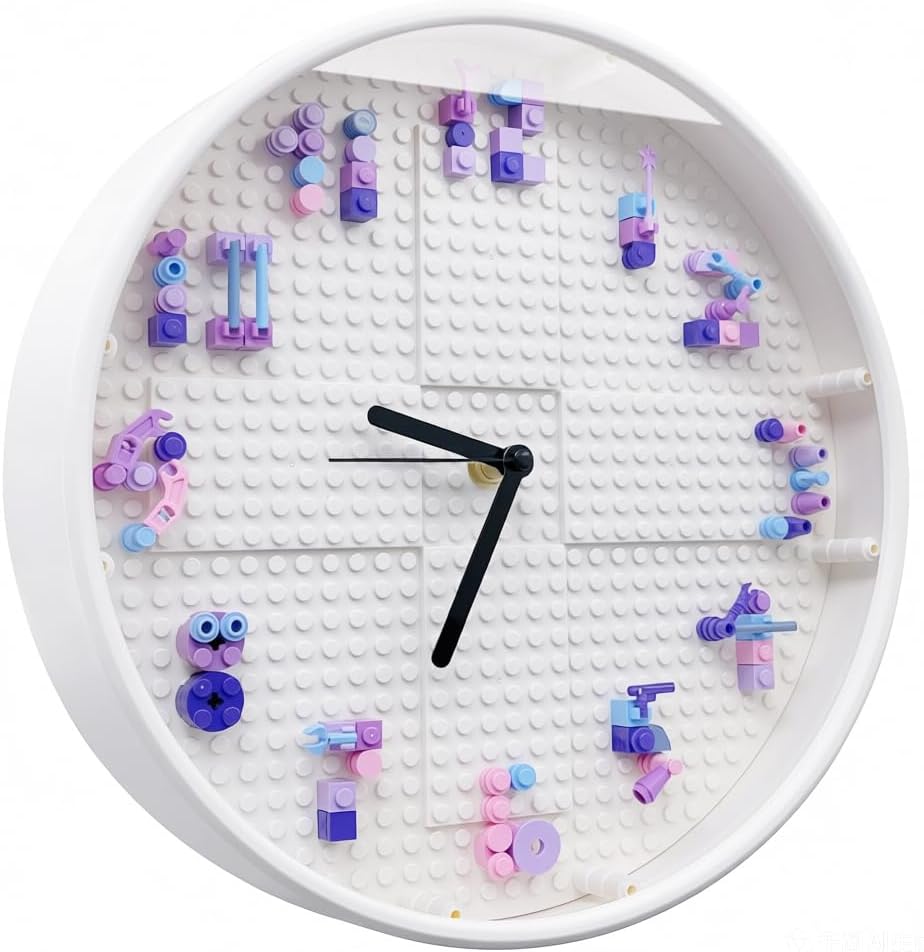 DIY Craft Kit for Girls, Educational STEM Building Block Assembly Wall Clock, Hands-On Creative Construction Toy, Decorative Wall Clock for Girl Room, Fun Birthday Gift for Girls Age 6 7 8 9 10 11 12