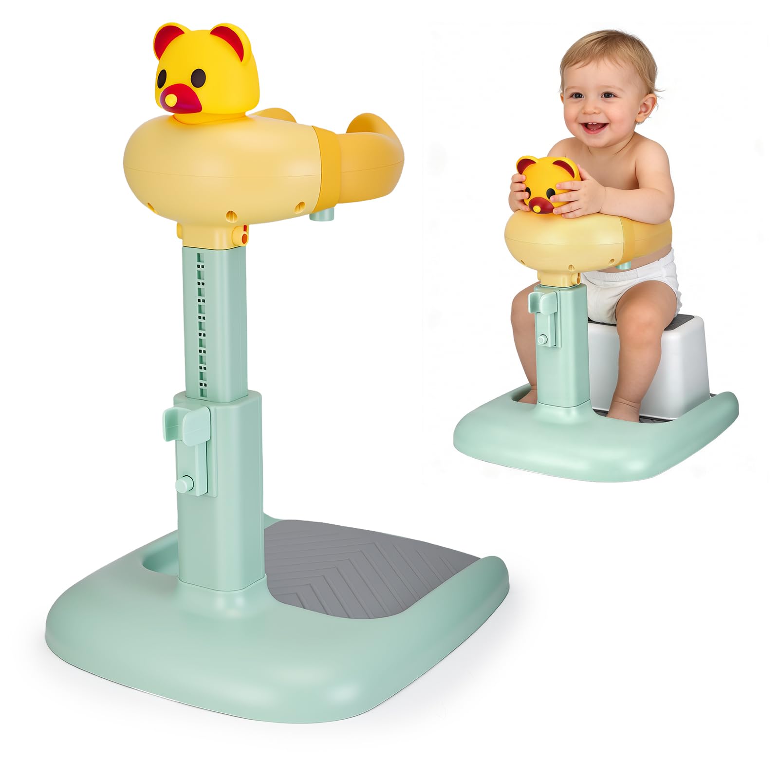 Supporto per Doccia da Bambino, Regolabile in Altezza 47-62cm, Sedia da Bagno con Base Antiscivolo & Sgabello Rimovibile, Senza BPA, Supporto per Doccia per Bambini 6-36 Mesi per Bagnare