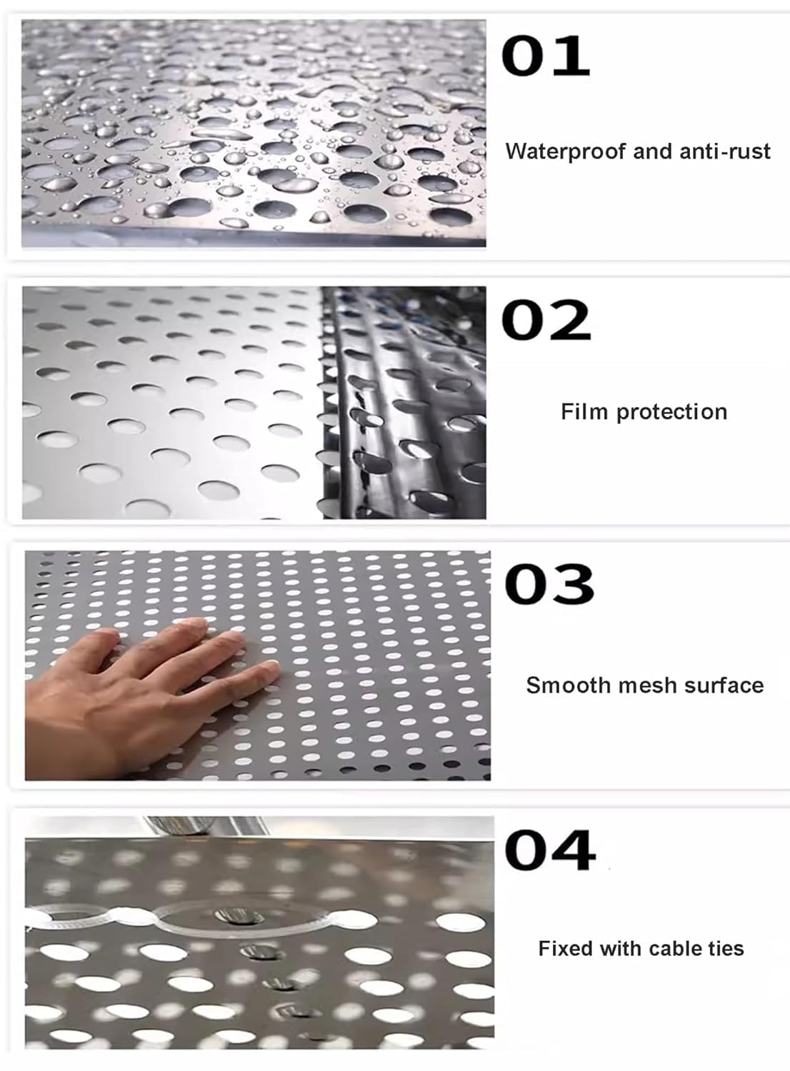 Kanduo Lamiera Forata in Acciaio Inox Lamiera Forata, Rete Metallica Forata in Acciaio Inossidabile con Fori Rotondi, zerbini Anti-Perdita(25x100cm)