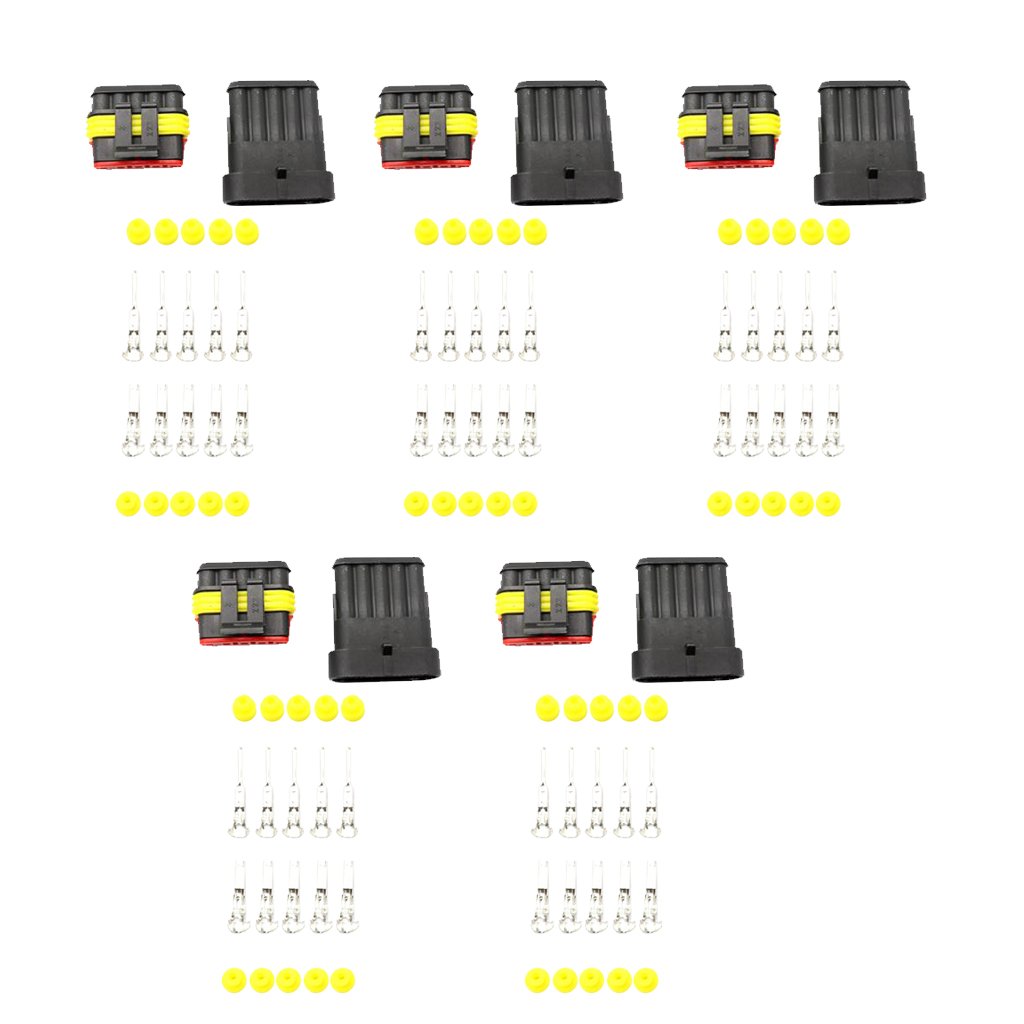 MERISHOPP 5 Kit Waterproof Electrical Wire Cable 5 Pin Way Plug-image-45