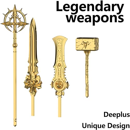 Miniatura 2 de (Asamblea completada) Figura de acción T13 Titan 13 impresa en 3D de 5.54 pulgadas con 9 tipos de armas y 5 tipos de manos, (dorado)