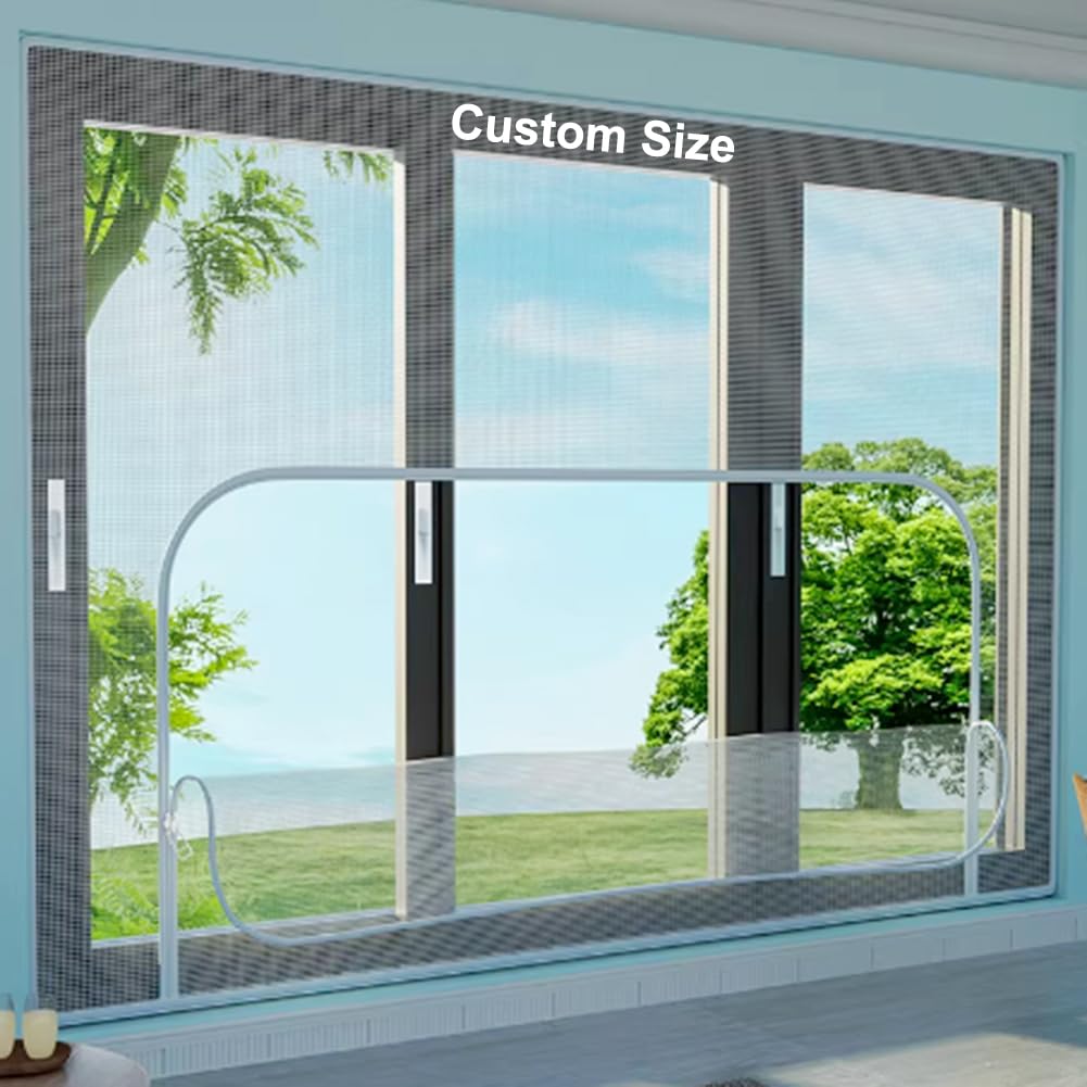 Yuly Custom Window Netting For Insects, Size Self-Adhesive Window Fly ​Screen, Cat Protection Net, Tear-Resistant Fiberglass Mesh, Keep Mosquitoes/Bugs Out