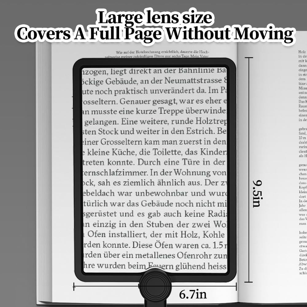 Hands Free 9.4"x6.7" Full-Page 5X Magnifying Glass for Reading, Large Lighted Magnifier with 50 LED Lights, Flexible Gooseneck Magnifier for Neck Wear Repair Sewing Low Vision Elderly - Image 4