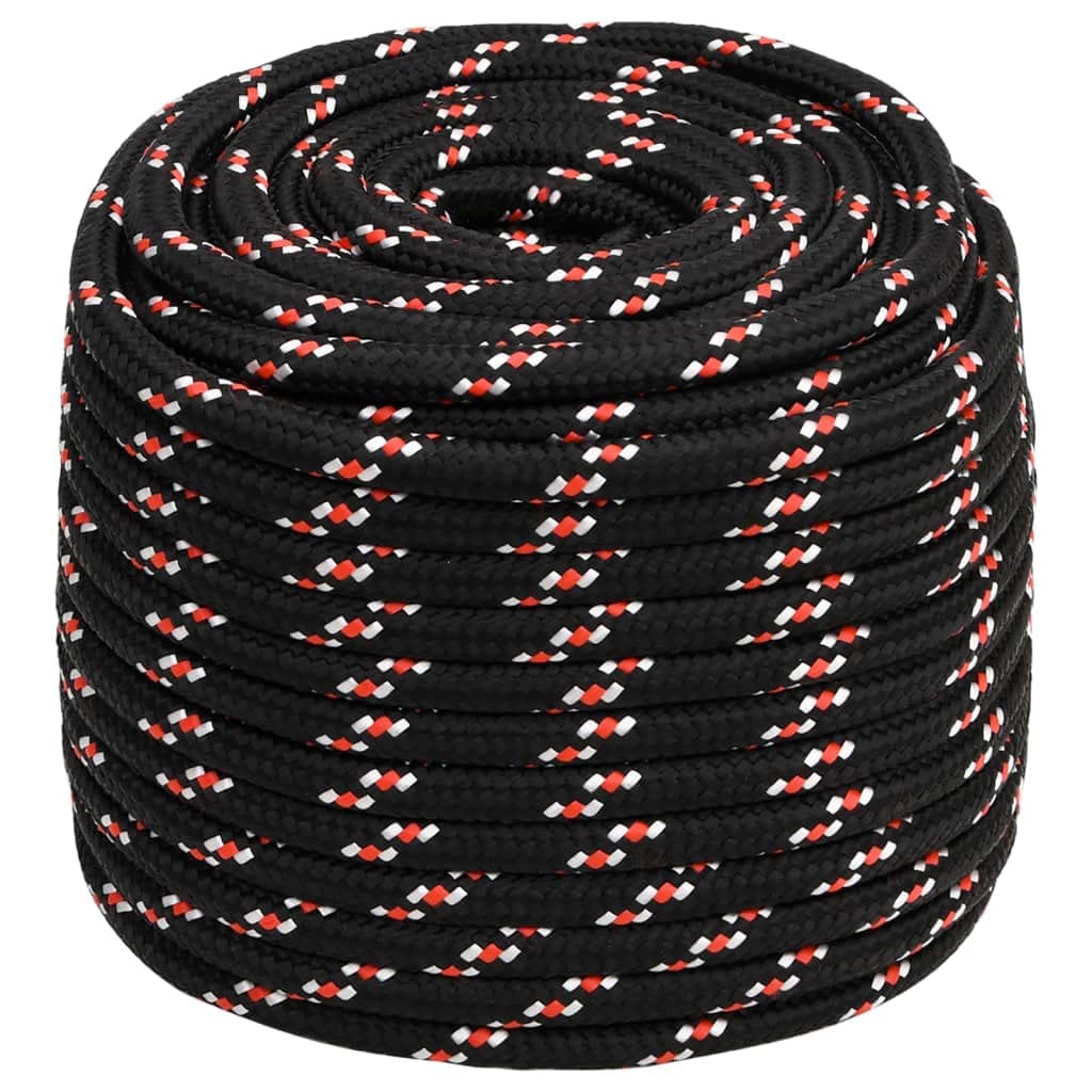 vidaXL Boat Rope Anchor Line Braided Cord UV Resistant Ship Marine Yacht Coil Rope Abrasion Resistant Black 16 mm 25 m Polypropylene โ image 1