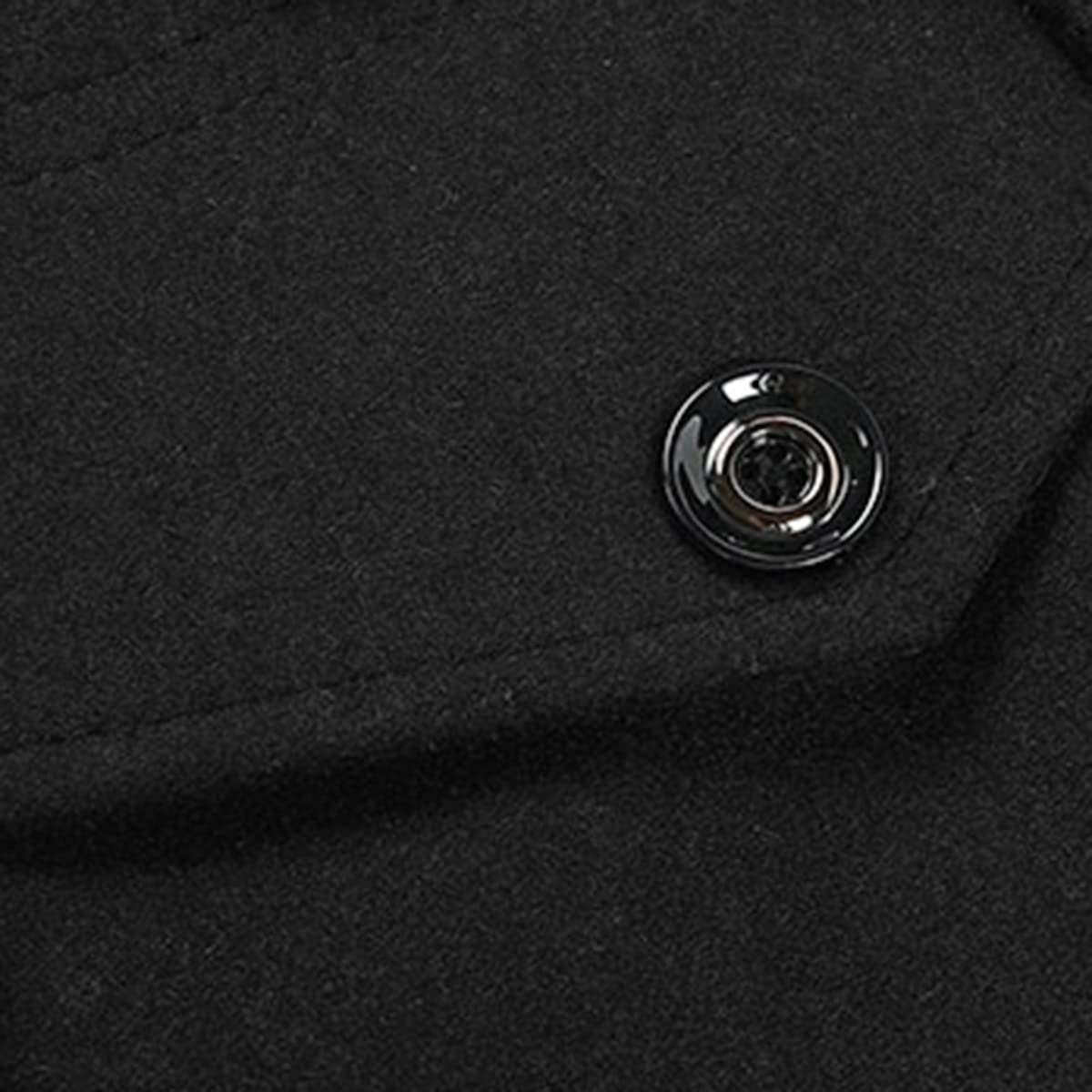 Allthemen Abrigo de invierno para hombre gabardina corta de lana Parka a prueba de viento cuello de solapa