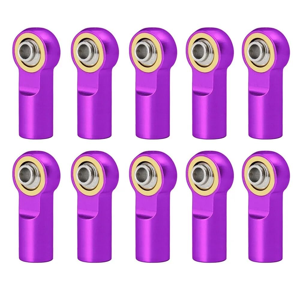 10Pcs Metal M3 Aluminum Link Rod Tie Rod End Ball Joint for AXIAL SCX10 D90 D110 for Tamiya CC01 Racing 1/10 RC Car Track Car(Purple)