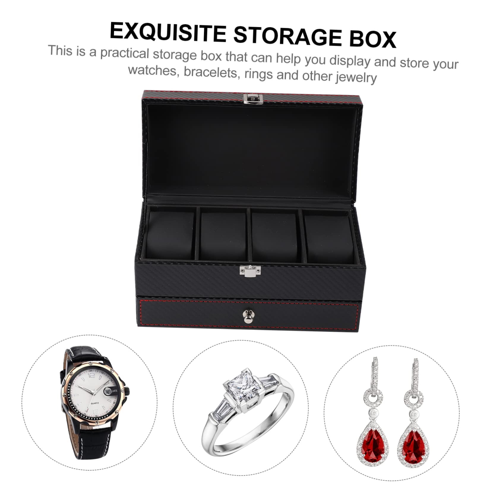 Boîte à Montre en Cuir Noir, Coffret de Rangement pour Bracelet