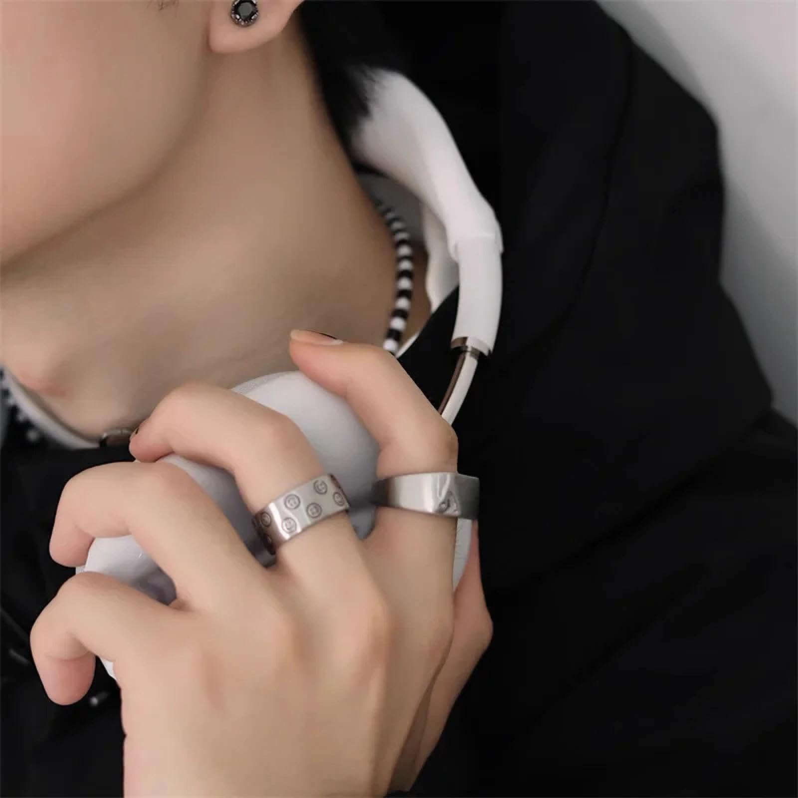Ring Ringe Damen Bijouterie Herren Koreanischer Ins Fashion Design Square Broken Corner Ring Für Herren Und Damen High-End All-Match-Accessoires