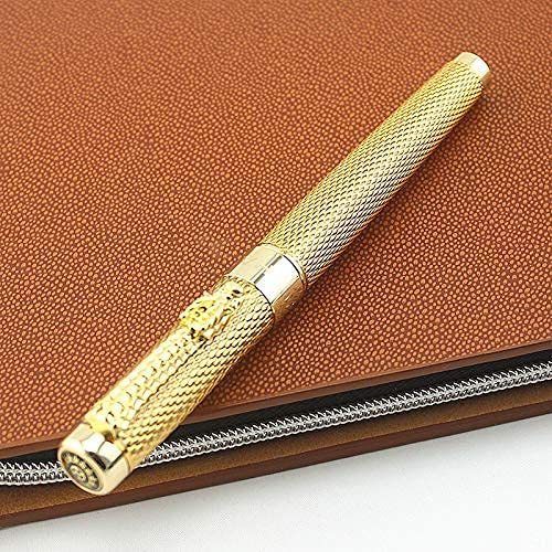 Image of HAYMAN Jinhao 1200 Golden Dragon Carved Roller Ball Pen with Box (P-16)