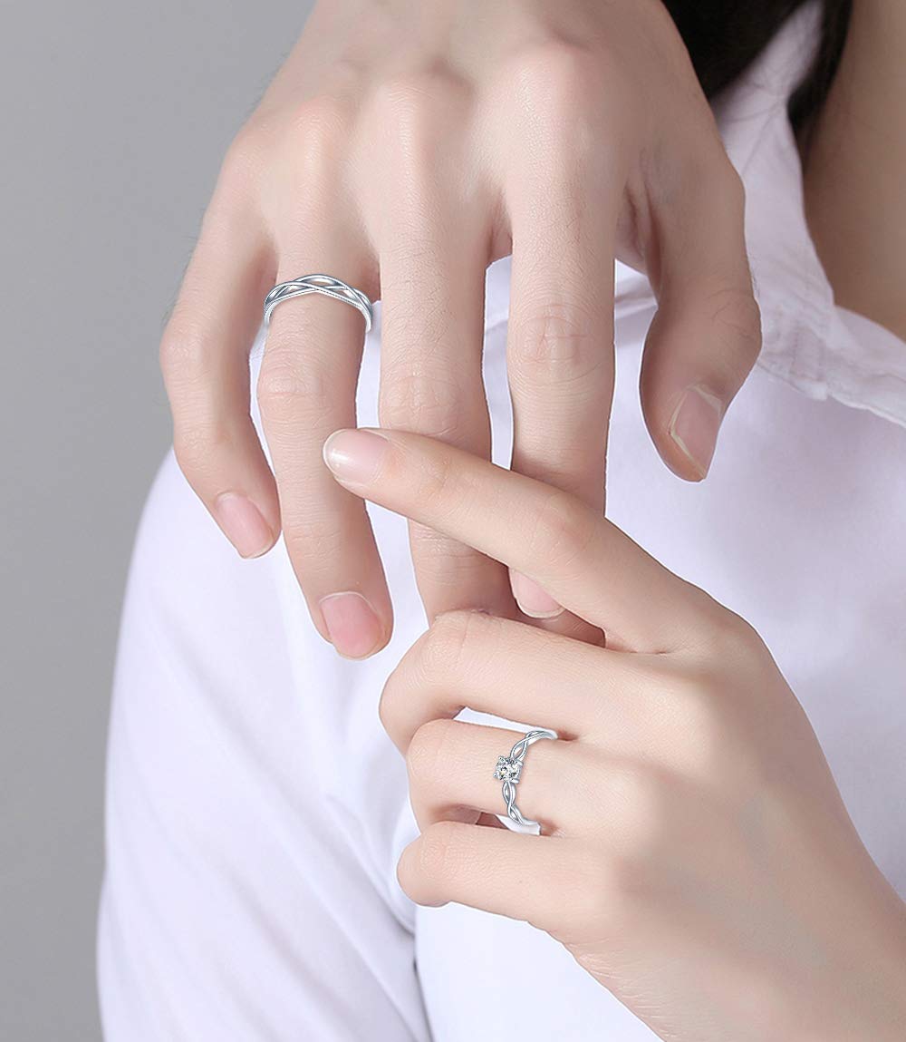 Bague de couple pour homme et femme en argent 925, Anneaux de mariage en diamant fleur, la taille réglable, Cadeau de Noël de Saint-Valentin de mariage