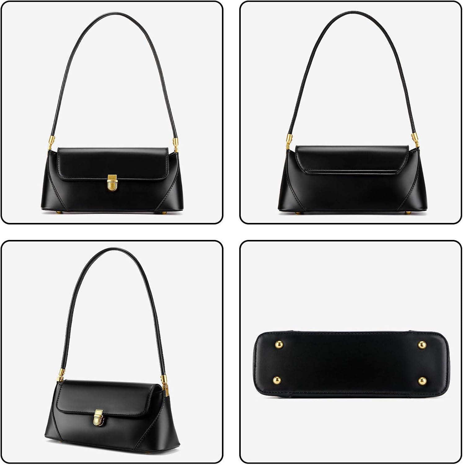 Shoulder Bag for Women Vintage Purse Fashion Classic Vegan Leather Clutch Tote Retro Handbag with Buckle Closure - Image 6