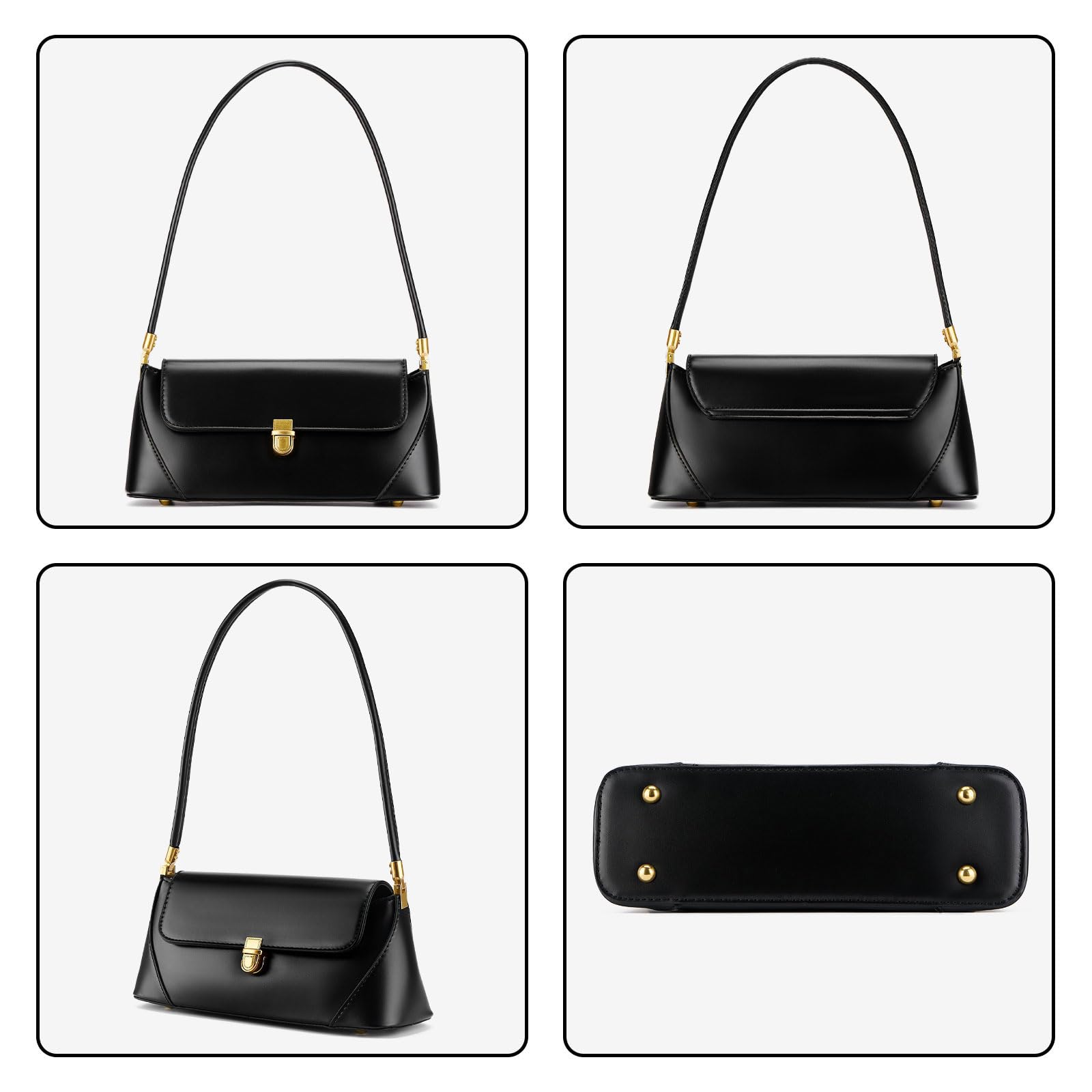 Borsa a Tracolla Vintage per Donna - Classica in Pelle Vegana Con Pochette e Chiusura a Fibbia Retrò