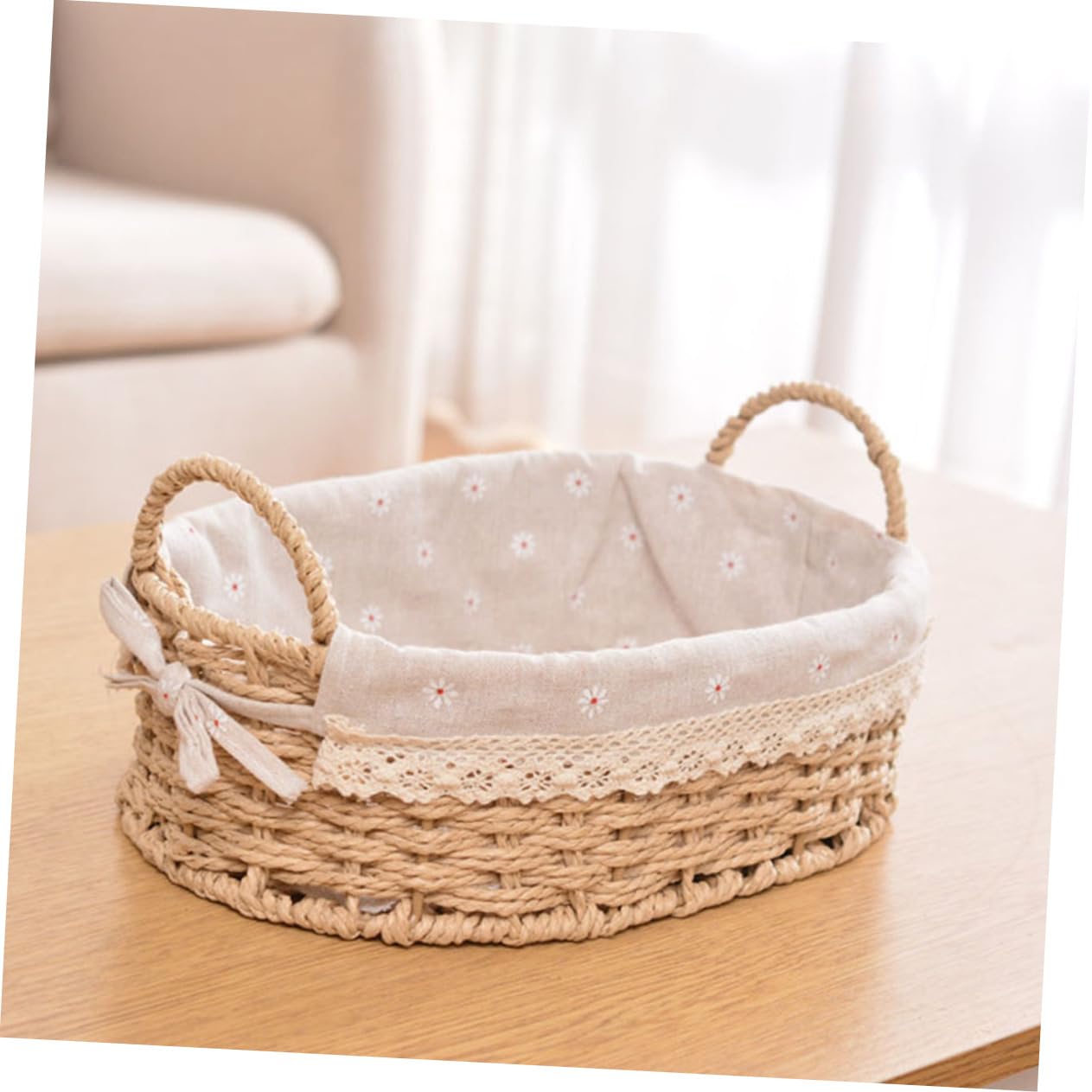 Cabilock 2pièces Panier De Rangement Tissé Main Organisateur De Bureau Élégant Pour Snacks Cosmétiques Et Accessoires Panier Décoratif Naturel Pour Maison