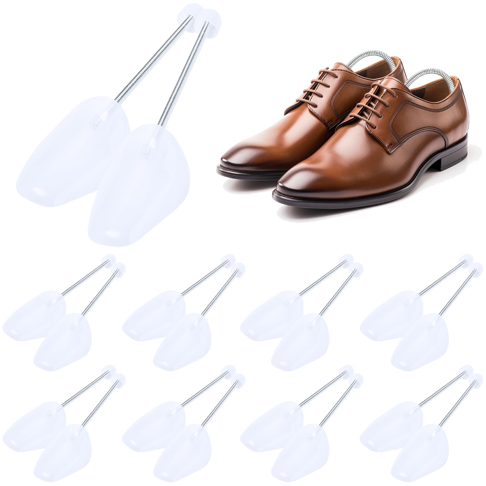 JOTOL 9 Pares De Hormas Para Zapatos Hombre,Ensanchador De Zapatos,Hormas De Plástico,Horma Zapatos Eu La Talla 38-45,Justable Longitud,Transparente - 1