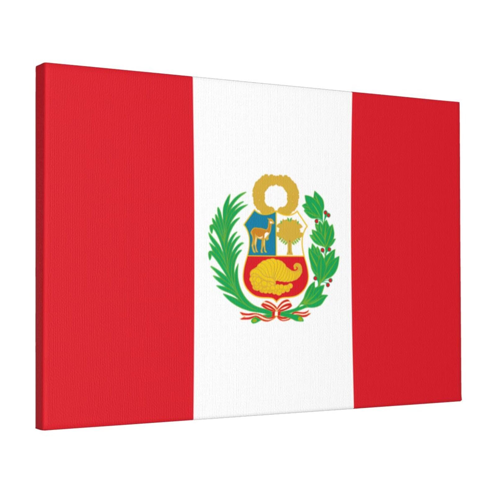 CNTDBU Flag of Peru Canvas Wall Art 16x24 Inch-Large Modern Painting Print for Living Room, Framed Ready to Hang Artwork for Bedroom