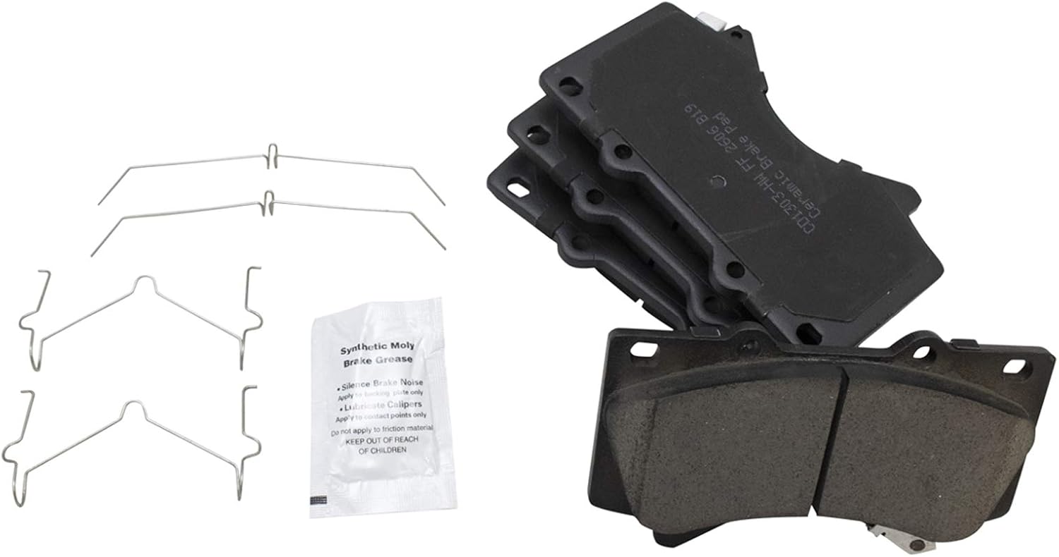 TRQ Front Performance Brake Pad & Rotor Kit Brake Caliper Brake Chemical Kit Brake Pads Brake Rotors Set Ceramic Premium G-Coated Compatible with 2016-2019 Toyota Sequoia 2016-2018 Tundra