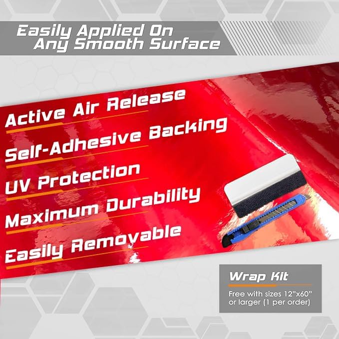 Miniatura 2 de Rollo de vinilo para automóvil, color rojo manzana, metálico, brillante, brillante, sin burbujas, liberación de aire (muestra de 4 x 8 pulgadas)