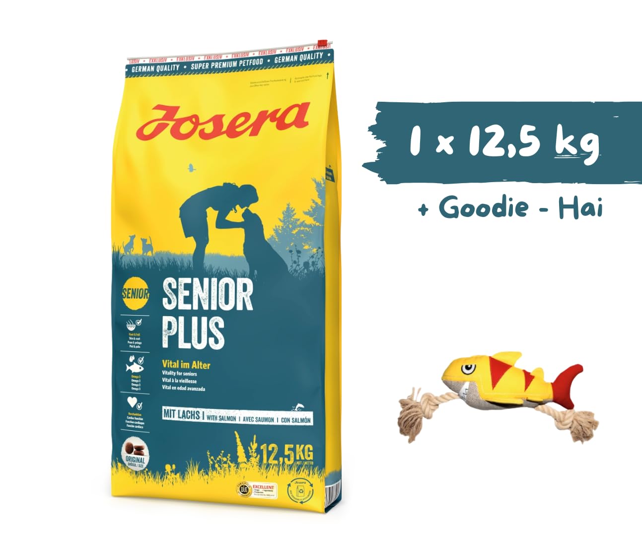 Josera - Hundefutter - Josera Exclusive SeniorPlus - Trockenfutter - Alleinfuttermittel 12,5 kg + Goodie Hai