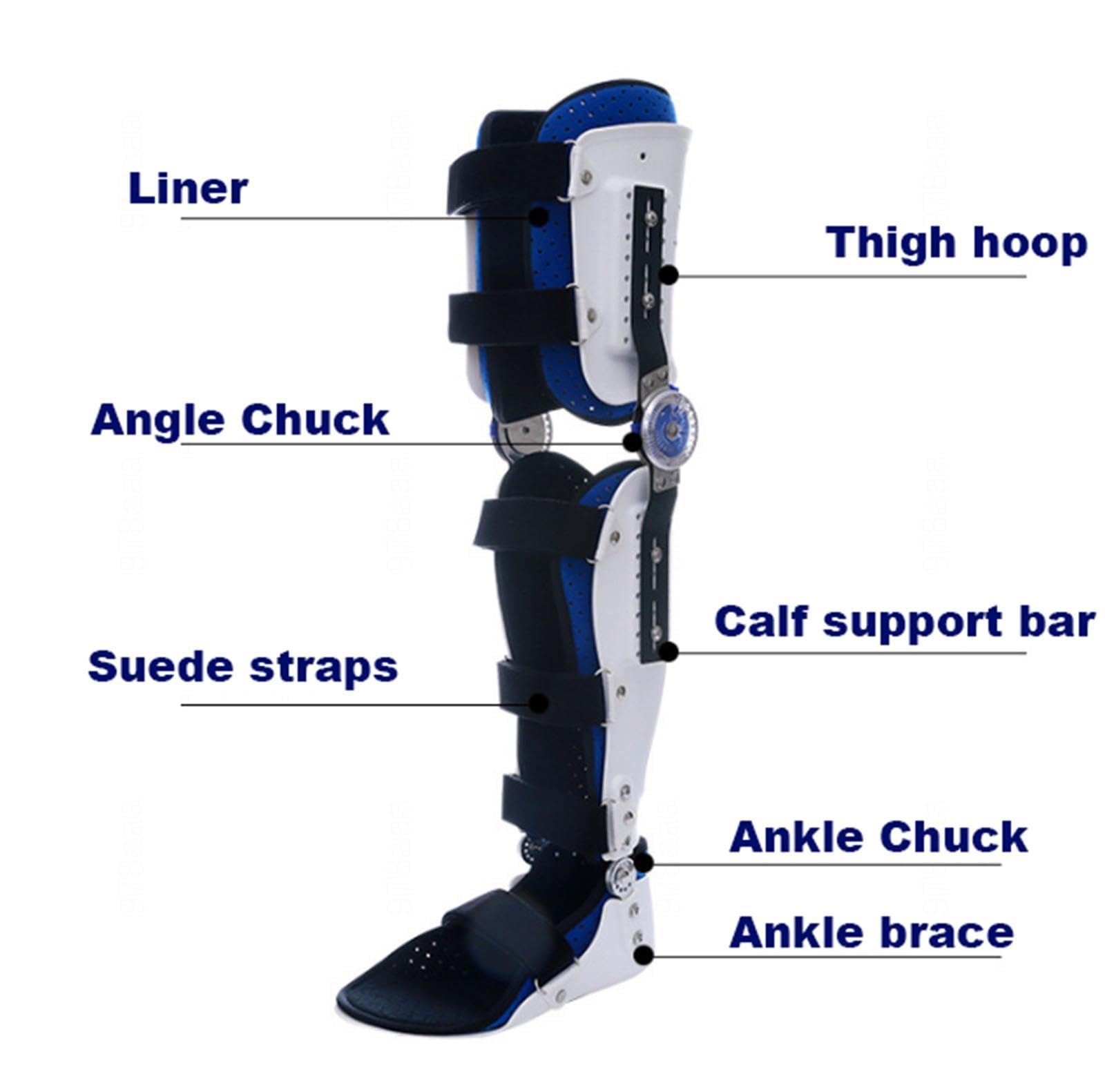 Rodillera Articulada Postoperatoria, Soporte de Pierna Inmovilizador de Rodilla Ajustable con Estabilizadores de Pierna Laterales Para Rodilla de Rehabilitación Ortopédica Estabilización,L-Left