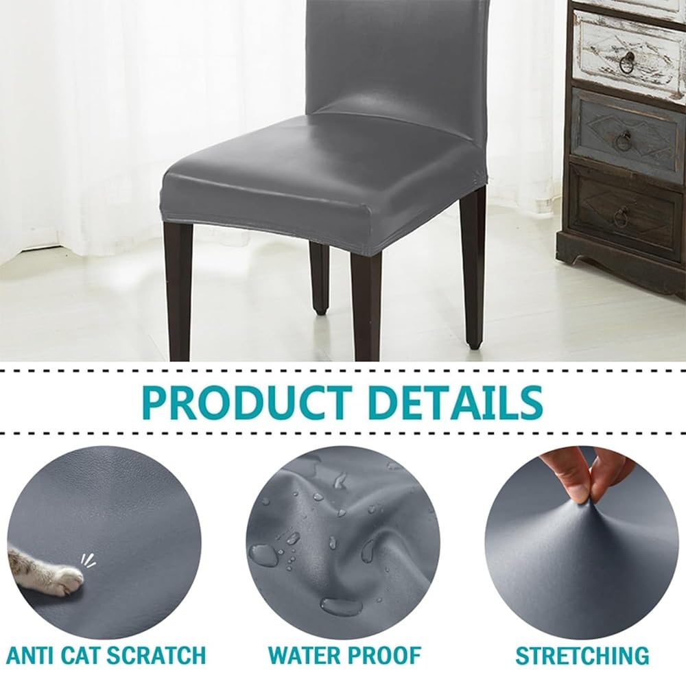 4 Coprisedie Impermeabili In Ecopelle - Fodere Elastiche Per Sedie Da Pranzo - Foto 6