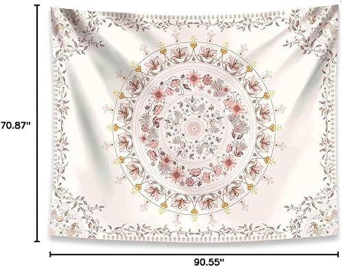 Miniatura 7 de Tapiz de mandala para colgar en la pared, tapiz psicodélico de flores, decoración para colgar en la pared, para sala de estar, dormitorio, estampado
