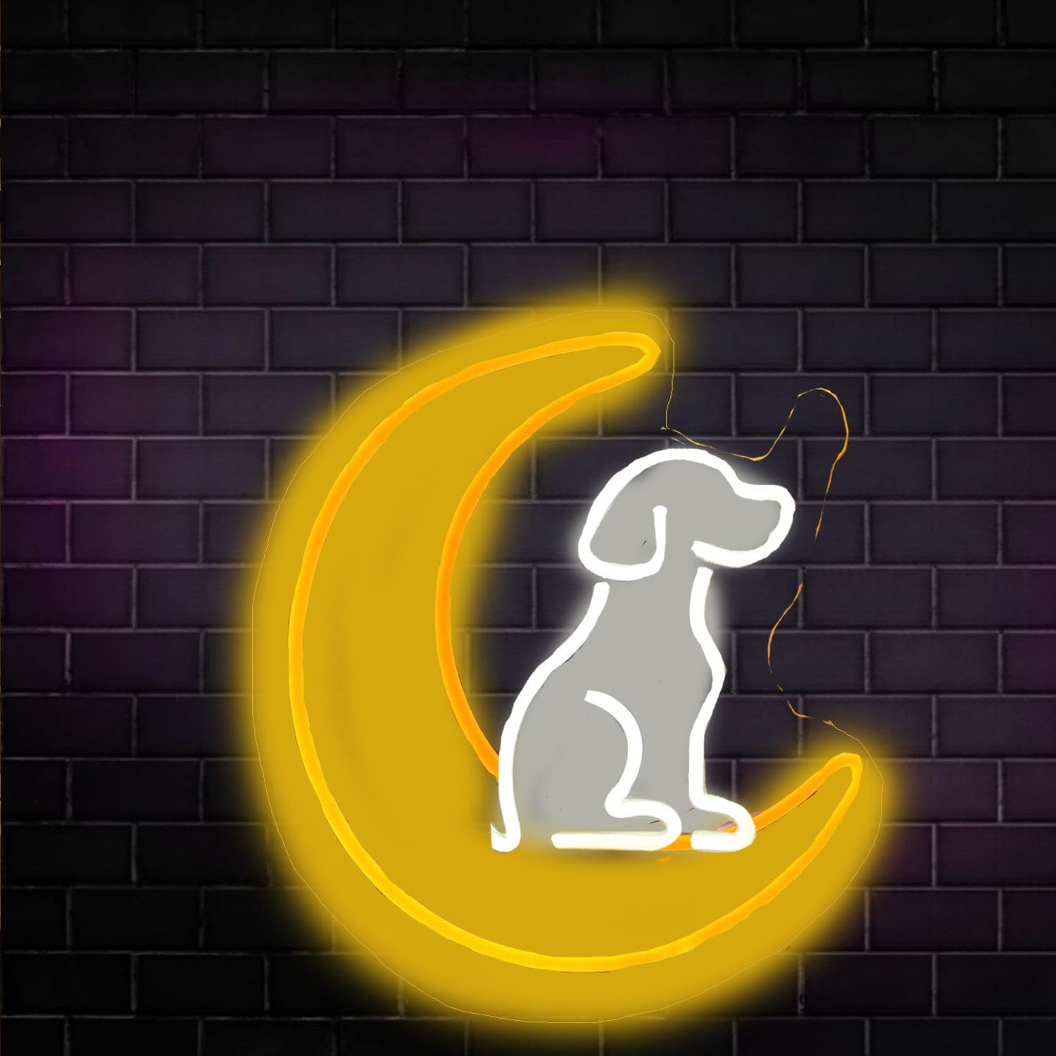 Insegne al neon a LED con cane, decorazione da parete, decorazione da parete 3D con animali, luce al neon, luna, cartello al neon con cuccioli, per camera da letto, soggiorno, perdita del cane, regali