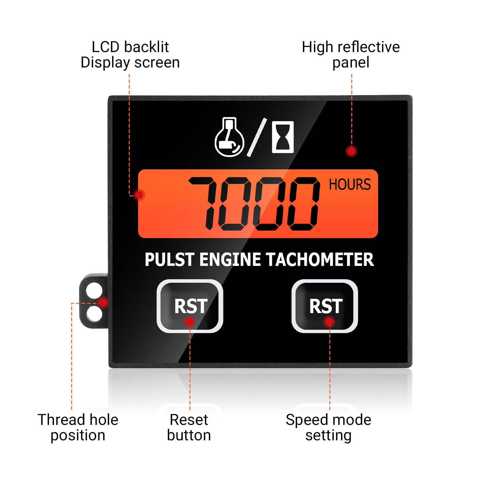 Drehzahlmesser Motorsäge, Drehzahlmesser Kettensäge für 2 takt-/4 takt-Kleinmotoren, RPM Tachometer Digitaler Drehzahlmesser mit Nachtsicht, Geeignet für Kettensägen, Rasenmäher und Motorrad