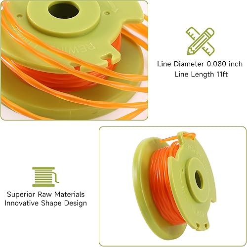 Miniatura 4 de A ANLEOLIFE . Carrete de línea retorcida de 080 pulgadas #AC80RL3 para recortadores de cuerda de alimentación automática inalámbricos RYOBI de 18 V,
